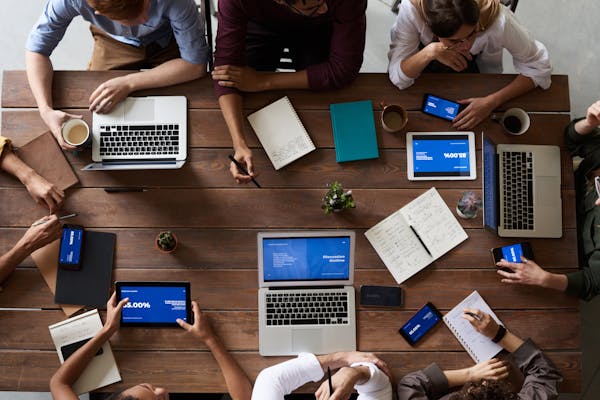 Team of professionals working on automation